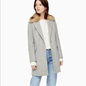 Topshop Monica Faux Fur Gray Coat